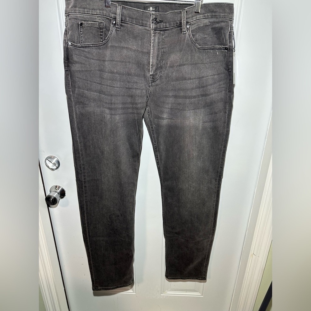 New 7 For all Mankind Men Slimmy Denim Gray Jeans Slim Straight Leg US 40x32